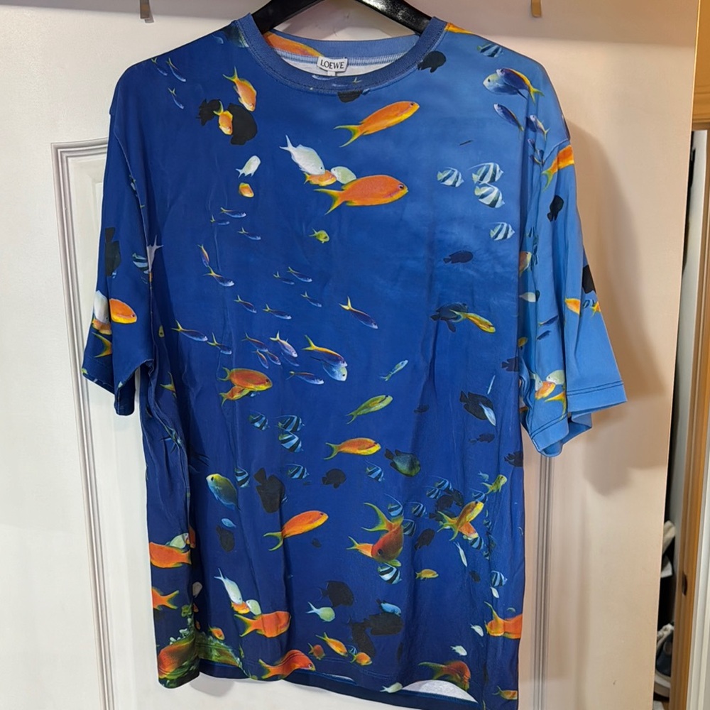 Loewe Blue T-Shirt with Colorful Fish Design